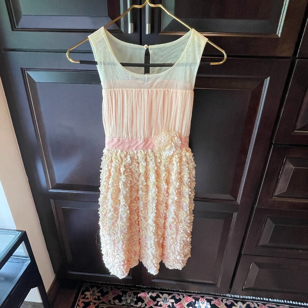 Bonnie Jean Size 14 Peach Flowy Sleeveless Dress